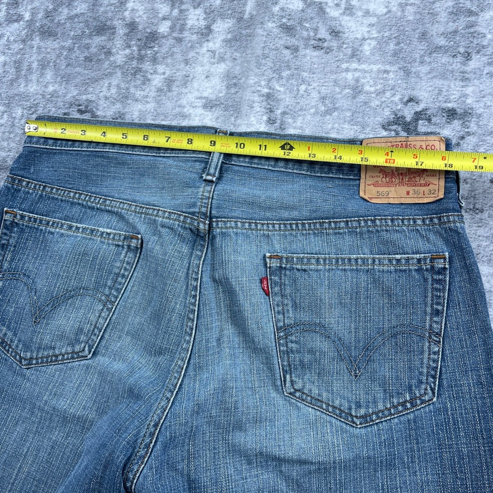 Levi Strauss & CO Mens 36x32 569 Loose Straight Denim Jeans Blue Solid Baggy - Picture 4 of 13